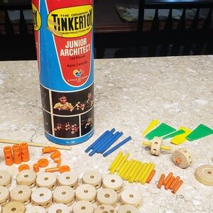 Vintage-Tinkertoy Junior Architect Construction Set - Multicolor- Used